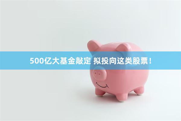 500亿大基金敲定 拟投向这类股票！