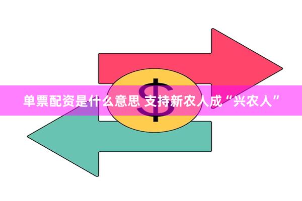 单票配资是什么意思 支持新农人成“兴农人”