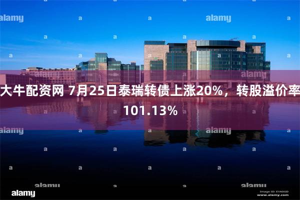 大牛配资网 7月25日泰瑞转债上涨20%，转股溢价率101.13%