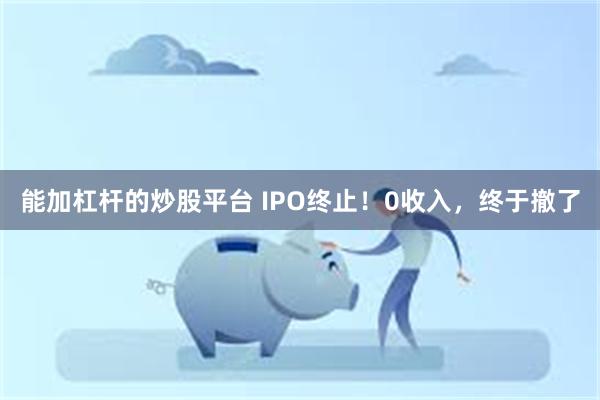 能加杠杆的炒股平台 IPO终止！0收入，终于撤了