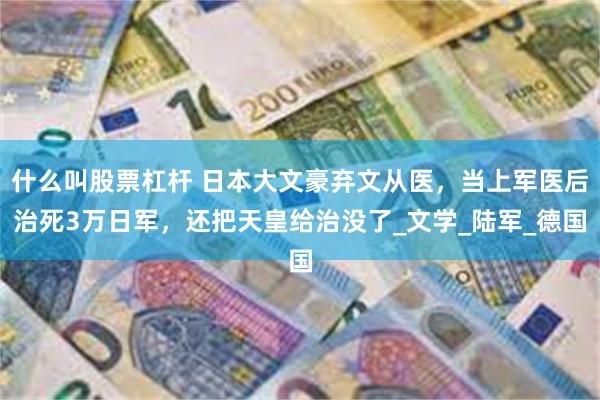 什么叫股票杠杆 日本大文豪弃文从医，当上军医后治死3万日军，还把天皇给治没了_文学_陆军_德国