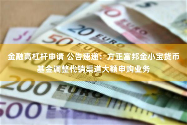 金融高杠杆申请 公告速递：方正富邦金小宝货币基金调整代销渠道大额申购业务